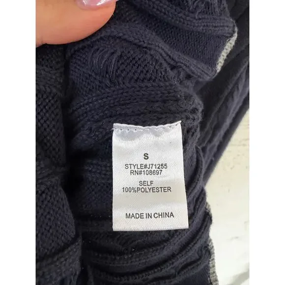 Alice Blue Navy Cable Knit Collared Sweater Juniors Size S Preppy Button Front - Picture 6 of 8